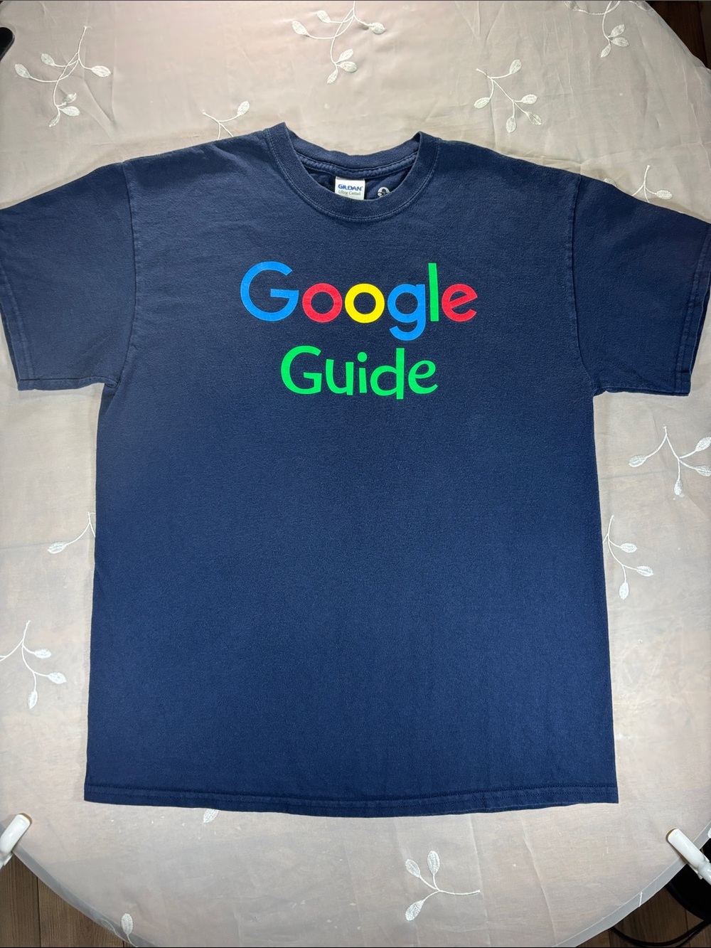 Google Guide Workday Promo Gildan Navy Blue Man T-Shirt Sz Large 100% Cotton